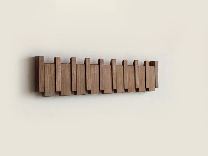 Handcrafted Wooden Piano Key Coat Rack - Image 12