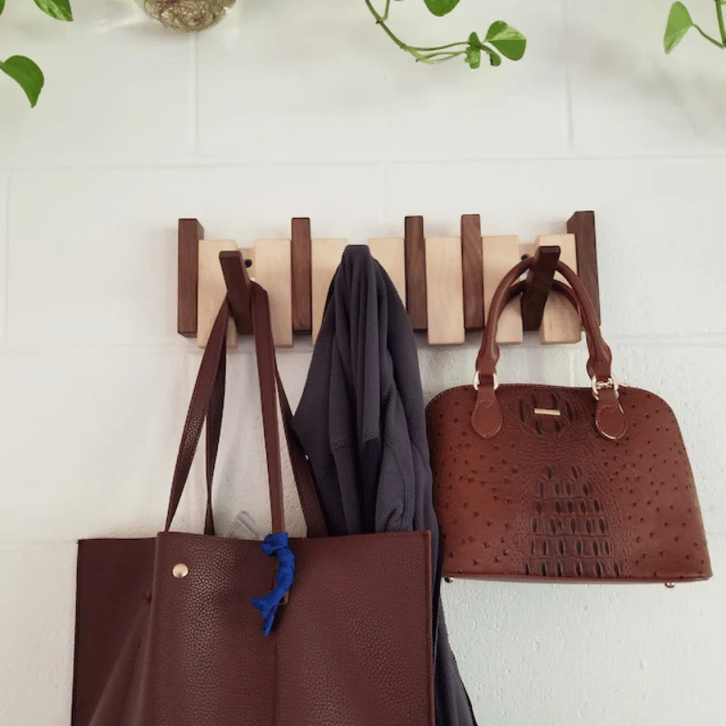 Handcrafted Wooden Piano Key Coat Rack - Image 4