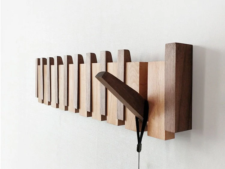 Handcrafted Wooden Piano Key Coat Rack - Image 6