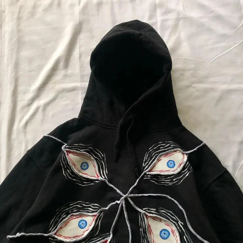 Harajuku Eye Embroidered Hoodie - Image 6