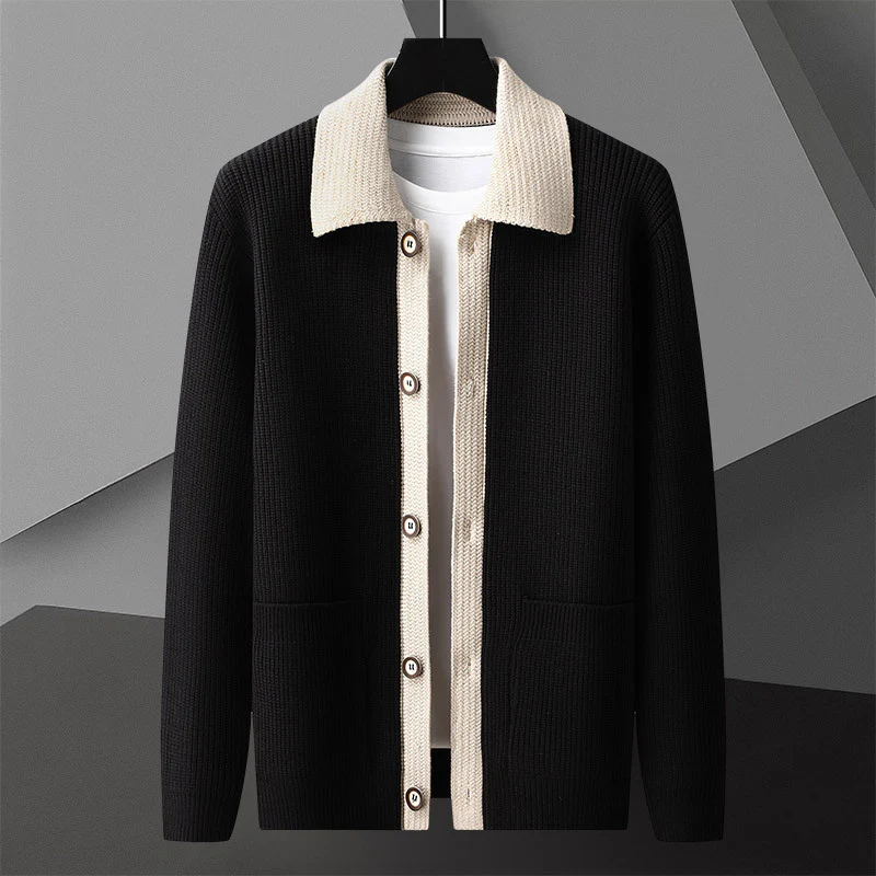Varsity Contrast Collar Cardigan - Image 4