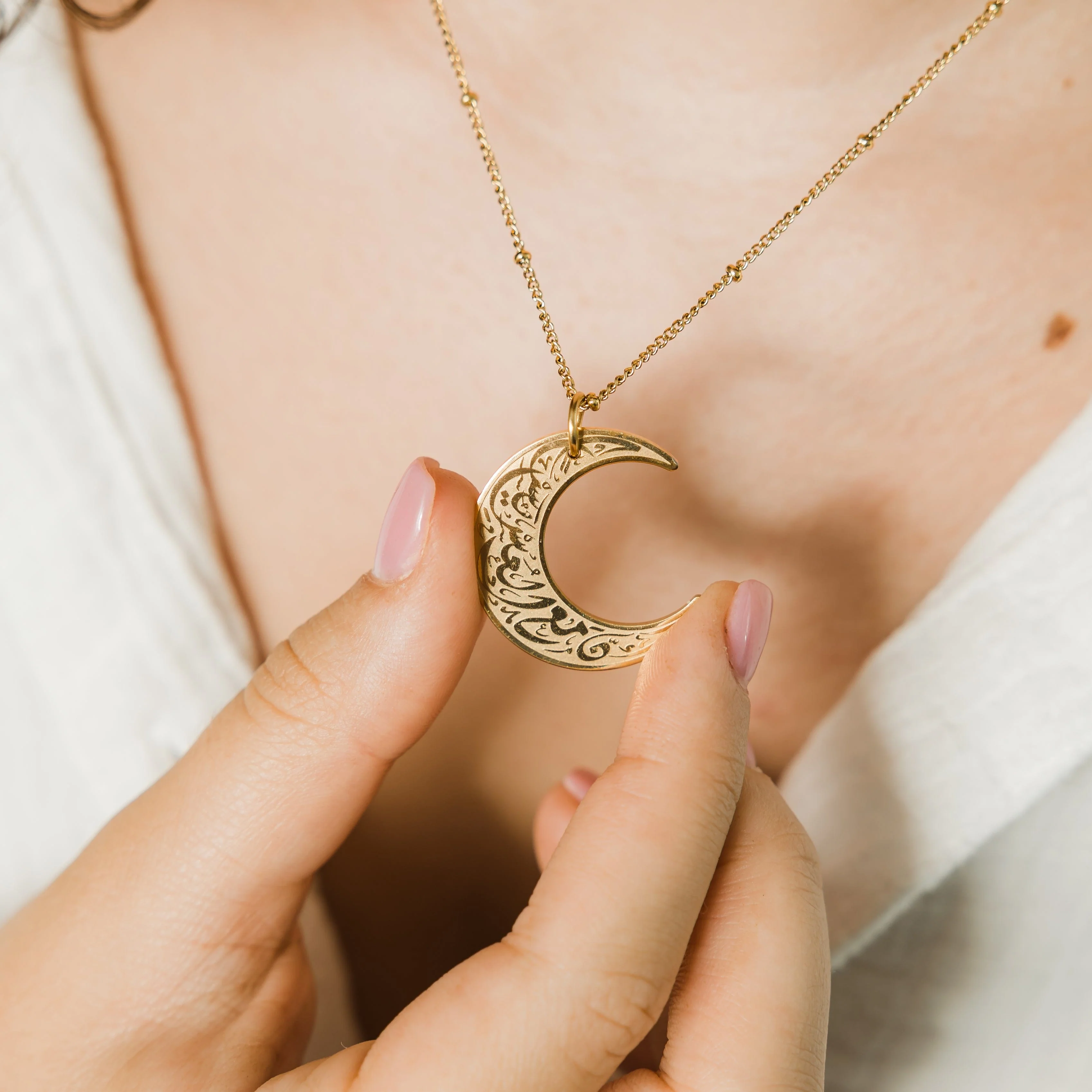 Celestial Harmony Crescent Necklace - Image 2